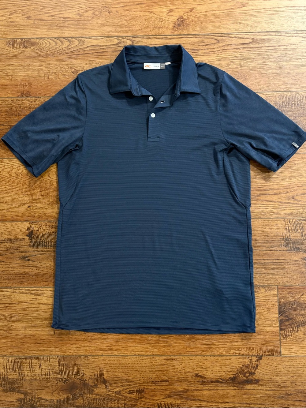 KJUS Soren Stripe Polo Shirt Mens 50 M Navy UPF 50+ Performance Golf - Picture 3 of 9